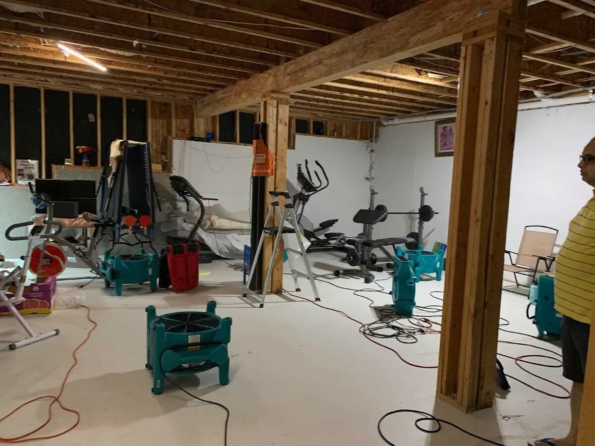 Basement drying equipment setup for Contents Cleaning & Restoration in Haslet